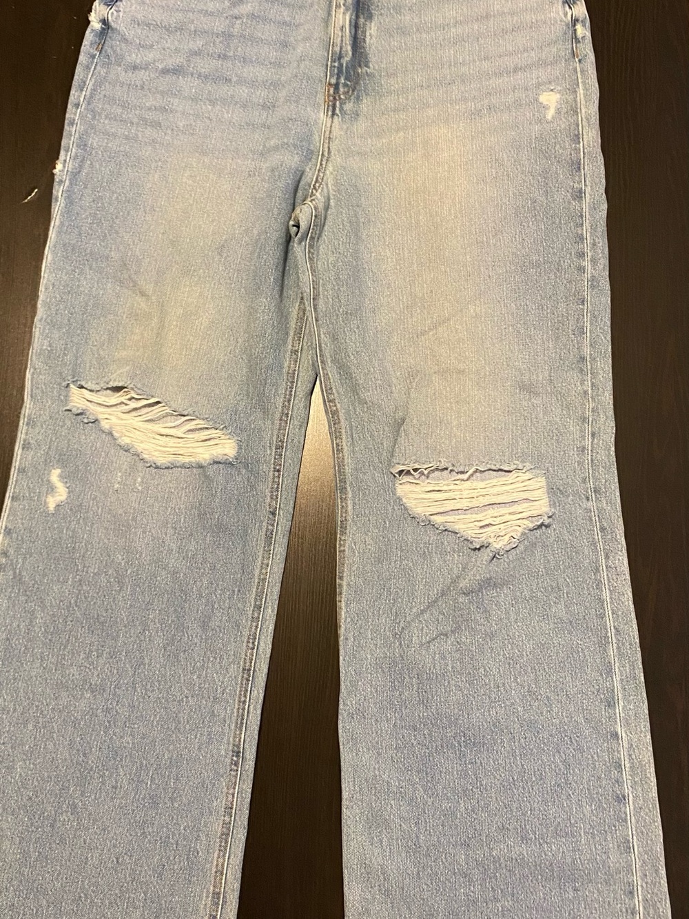 Zenana Outfitters Light Blue Distressed Wide Leg Jeans